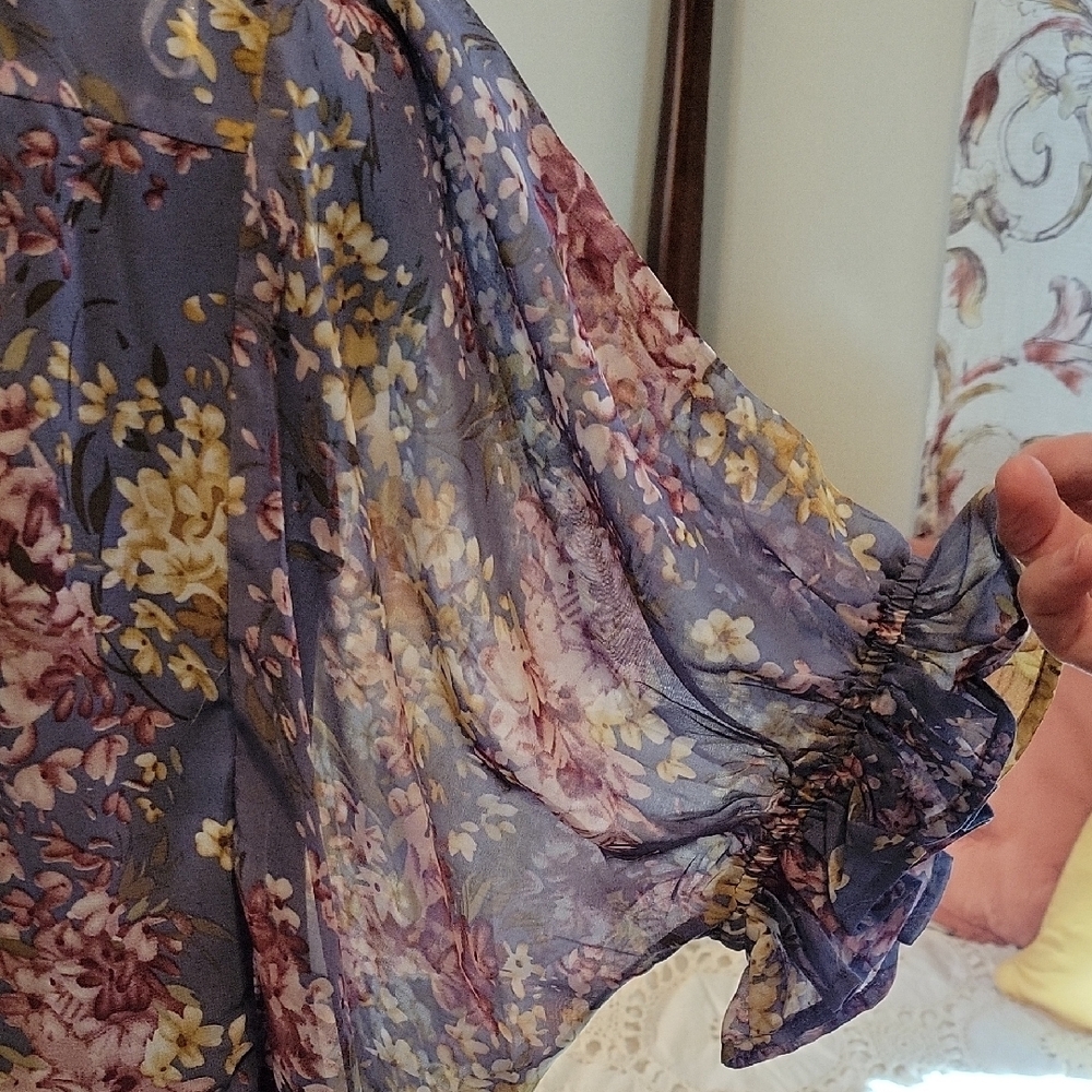 Umgee Purple Floral Ruffle Blouse - Picture 4 of 5